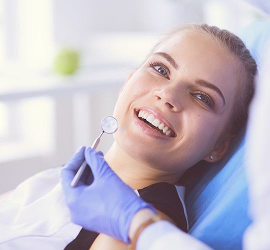 woman smiling bright